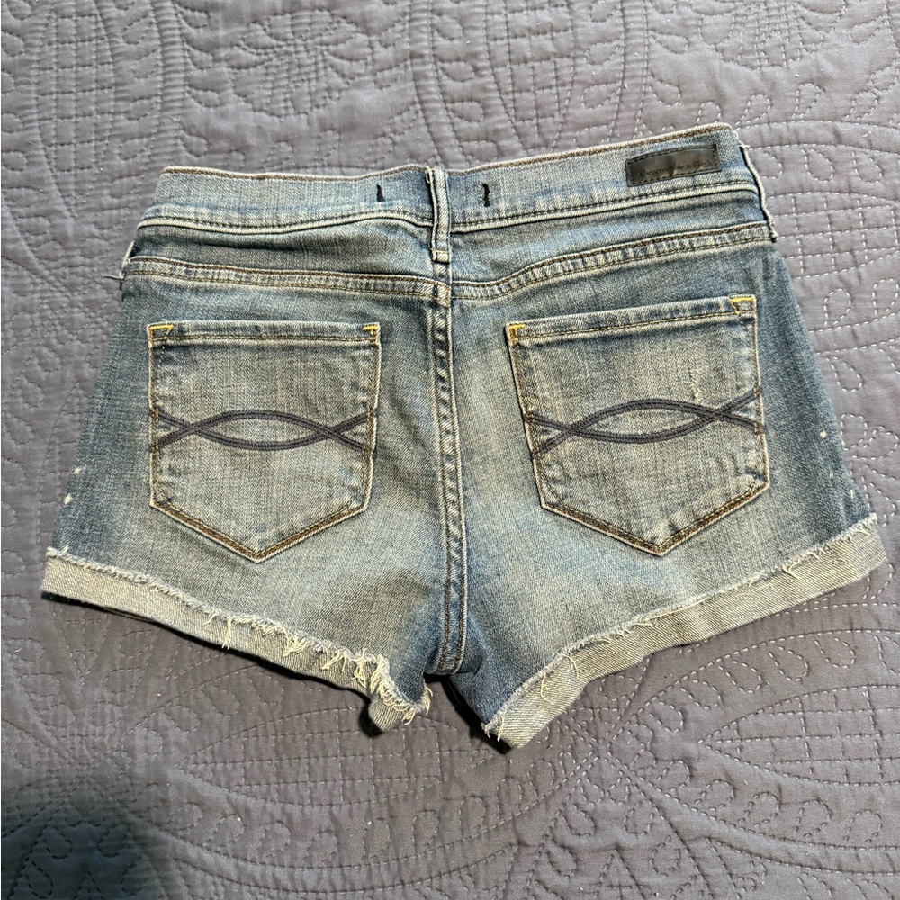 Abercrombie & Fitch Light Blue Distressed Jean Shorts - Picture 2 of 4
